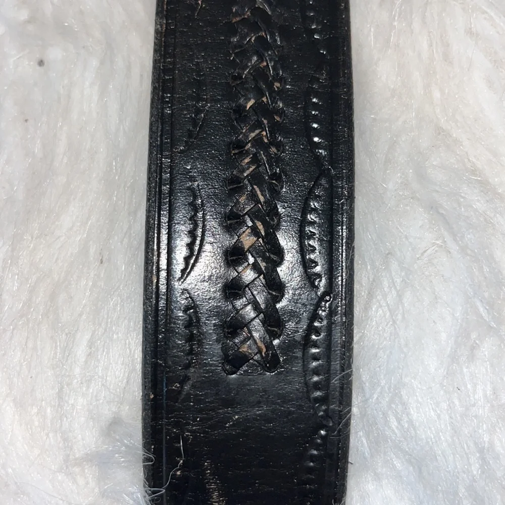 BLACK distressed Mexico leather belt size 38 western rodeo cowboy